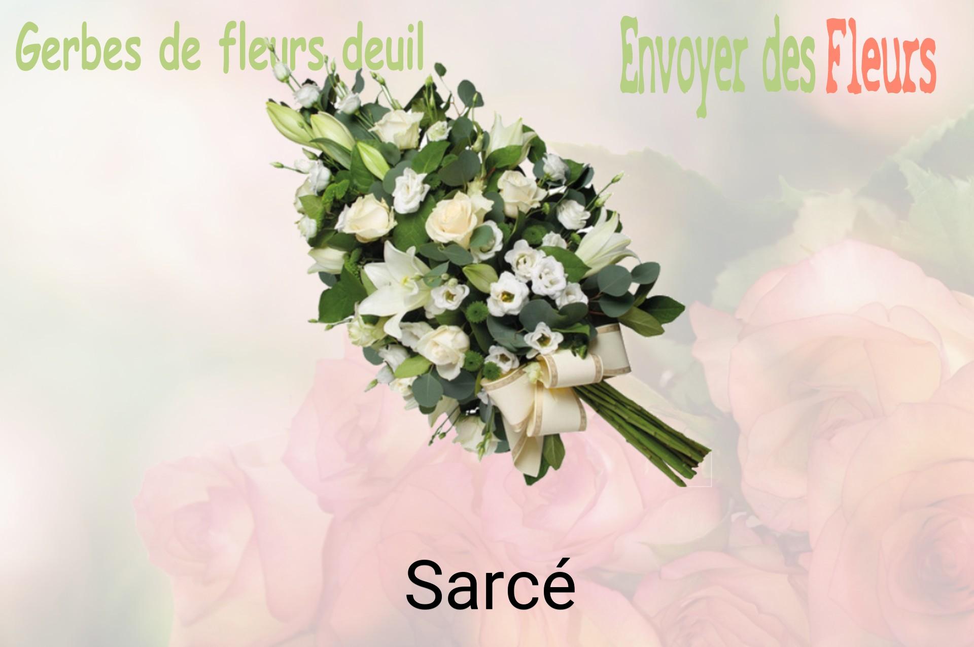 Gerbe de fleurs de deuil livrée à Sarcé